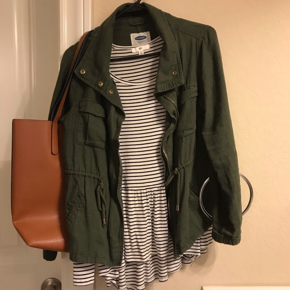 Long sleeved striped peplum top